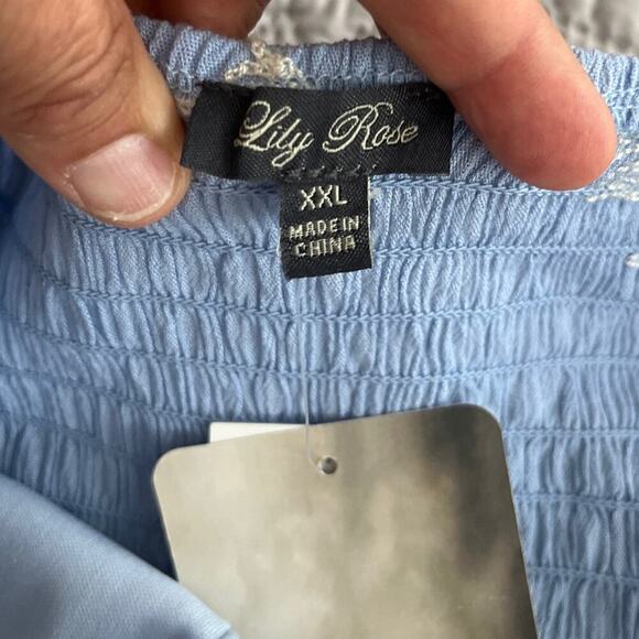 Lily Rose Floral Tier Midi Dress XXL Embroidered Flutter Sleeve Cottagecore NEW - Picture 4 of 13